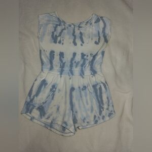 Athleta Kids Blue and White Tie-Dye Romper